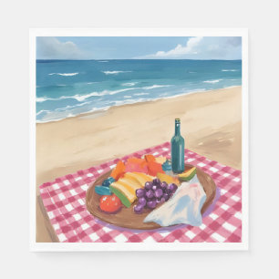 Strandpicknick Gemälde der Meeresküste Serviette