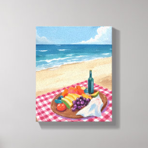 Strandpicknick Malerei der Meeresküste Leinwanddruck