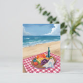 Strandpicknick | Ozeanstrand-Gemälde Dankeskarte (Stehend Vorderseite)