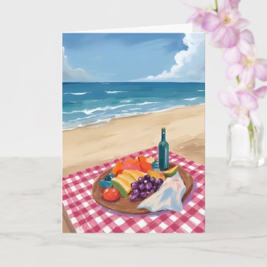 Strandpicknick | Ozeanstrand-Gemälde Karte (Orchidee)