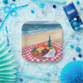 Strandpicknick | Ozeanstrandmalerei Pappteller (Party)