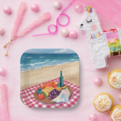 Strandpicknick | Ozeanstrandmalerei Pappteller (Party)