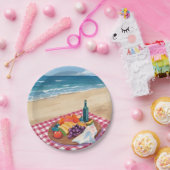 Strandpicknick | Ozeanstrandmalerei Pappteller (Party)