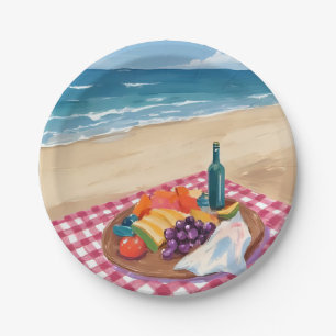 Strandpicknick Ozeanstrandmalerei Pappteller