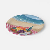 Strandpicknick | Ozeanstrandmalerei Pappteller (Schrägansicht)