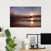 Strandpier bei Sonnenuntergang, Hawaii Poster (Heimbüro)