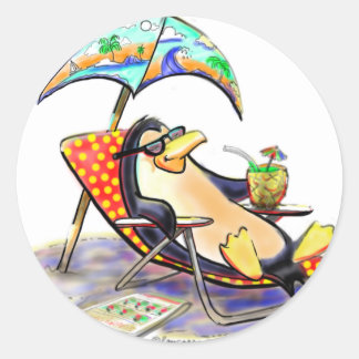 Strandpinguin Runder Aufkleber
