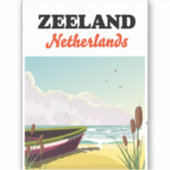 Strandplakat für Seeland Aufkleber (Vorderseite)