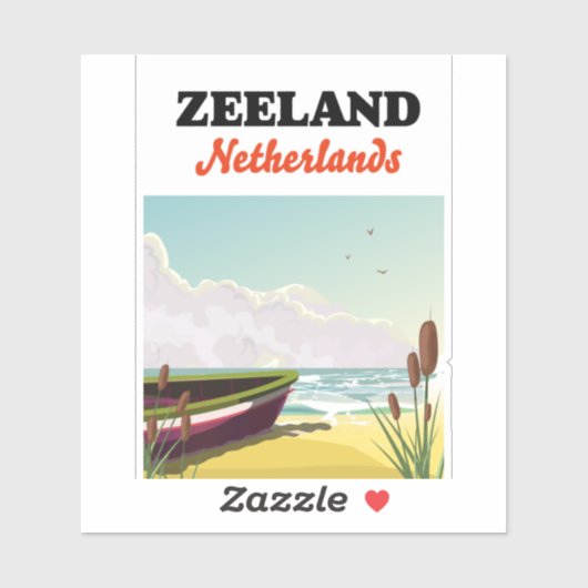 Strandplakat für Seeland Aufkleber (Blatt)