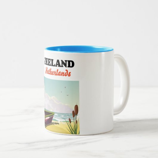 Strandplakat für Seeland Zweifarbige Tasse (VorderseiteRechts)