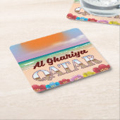 Strandposter Al Ghariya Katar Rechteckiger Pappuntersetzer (angewinkelt)