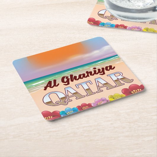 Strandposter Al Ghariya Katar Rechteckiger Pappuntersetzer (angewinkelt)