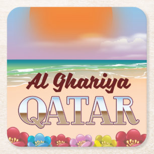 Strandposter Al Ghariya Katar Rechteckiger Pappuntersetzer