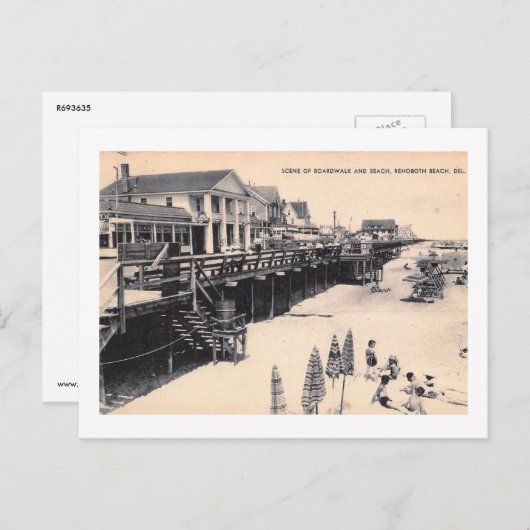 Strandpromenade am RehoBeide Strand, Delaware Vint Postkarte (Vorne/Hinten)