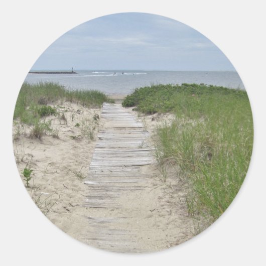 Strandpromenade Foto Runder Aufkleber (Vorderseite)