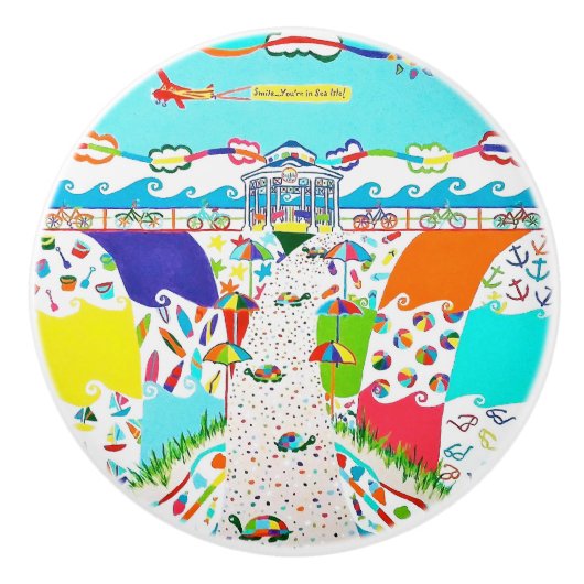 Strandpromenade Keramik Pull Knob Keramikknauf (Vorderseite)