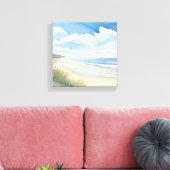 Strandpromenade | Küstenmeer Wasserfarbe Leinwanddruck (Insitu (Wohnzimmer))