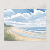 Strandpromenade | Küstenmeer Wasserfarbe Postkarte (Vorderseite)