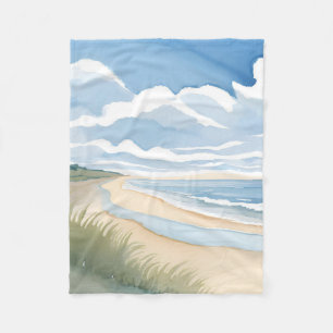 Strandpromenade   Küstenozean-Aquarell Fleecedecke