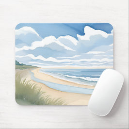 Strandpromenade | Küstenozean-Aquarell Mousepad