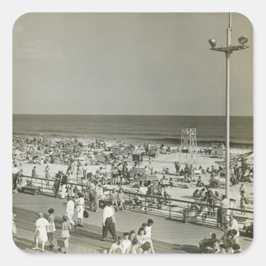 Strandpromenade Quadratischer Aufkleber (Vorderseite)