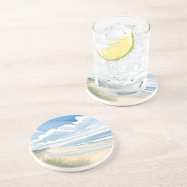 Strandpromenade | Wasserfarben des Küstenozeans Getränkeuntersetzer