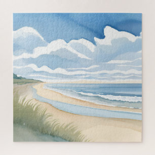 Strandpromenade Wasserfarben des Küstenozeans Puzzle