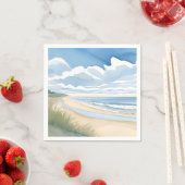 Strandpromenade | Wasserfarben des Küstenozeans Serviette (Beispiel)