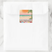 Strandprospekt kuwait quadratischer aufkleber (Tasche)