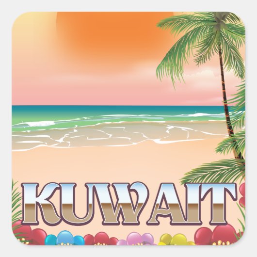 Strandprospekt kuwait quadratischer aufkleber (Vorderseite)