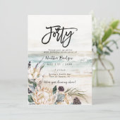 Strandprotea zum 40. Party Einladung (Stehend Vorderseite)