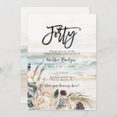 Strandprotea zum 40. Party Einladung (Vorne/Hinten)