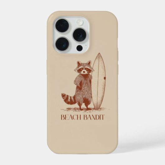 Strandräuber Waschbär Surfer – Lustiger Vintage iPhone Hülle (Rückseite)