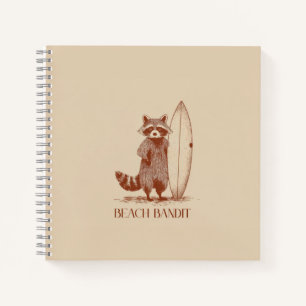 Strandräuber Waschbär Surfer – Lustiger Vintage Notizblock
