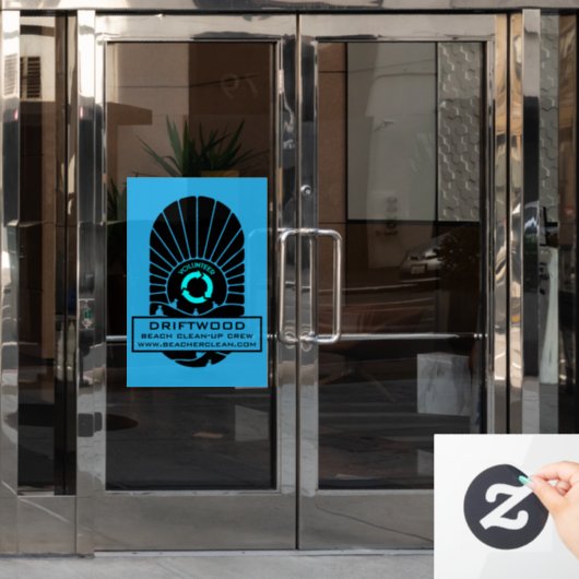 Strandreinigung - Freiwillige Crew Fensteraufkleber (Büro Tür)