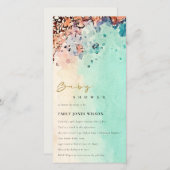 STRANDROCK WATERCOLOR BABY SHOWITE DANKESKARTE (Vorne/Hinten)