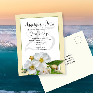 Strandrosen-Jubiläumspartyeinladung Postkarte