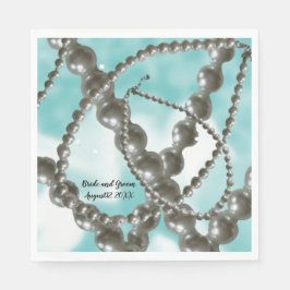 Strands Pearls Aqua Wedding Paper Napkins Serviette