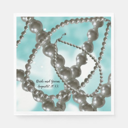 Strands Pearls Aqua Wedding Paper Napkins Serviette (Vorderseite)