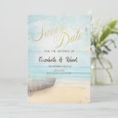 Strandsand Boot Leuchtturm Save The Date (Stehend Vorderseite)