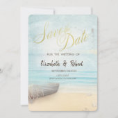 Strandsand Boot Leuchtturm Save The Date (Vorderseite)