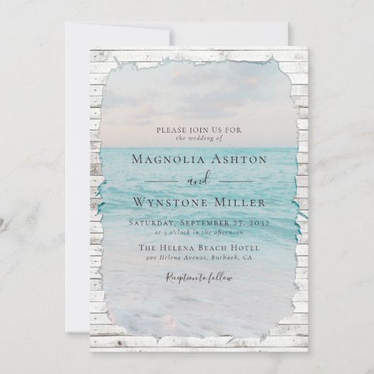 Strandsand Elegant Tropical Moderne Hochzeit Einladung (Vorderseite)