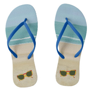 Strandsand Ozean Himmel Sonnenbrille FlipFlops Badesandalen