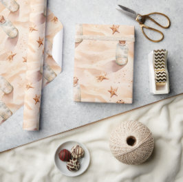 Strandsand Seesterne Flaschen Geschenkpapier