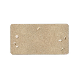 Strandsand und weiße Typegraphieretiketten Adressaufkleber