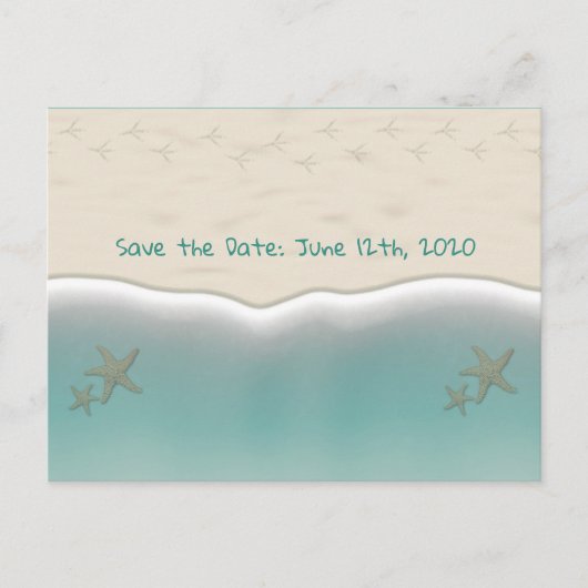 Strandsandy Shore Starfish Save the Date Postkarte (Vorderseite)