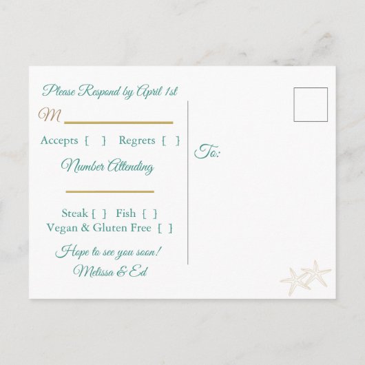 Strandsandy Shore Starfish UAWG Postkarten (Rückseite)