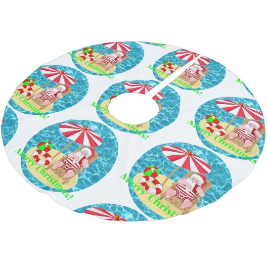 Strandsanta-Klasse Polyester Weihnachtsbaumdecke (Schrägansicht)