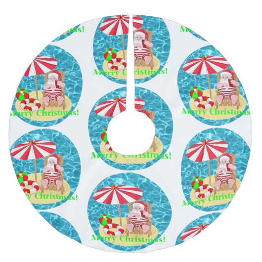 Strandsanta-Klasse Polyester Weihnachtsbaumdecke (Vorderseite)