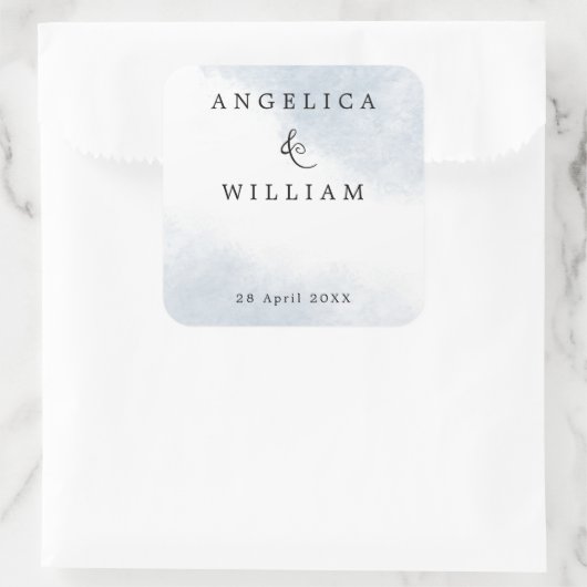 STRANDSCHALTER | DUSTY BLUE WATERCOLOR QUADRATISCHER AUFKLEBER (Tasche)